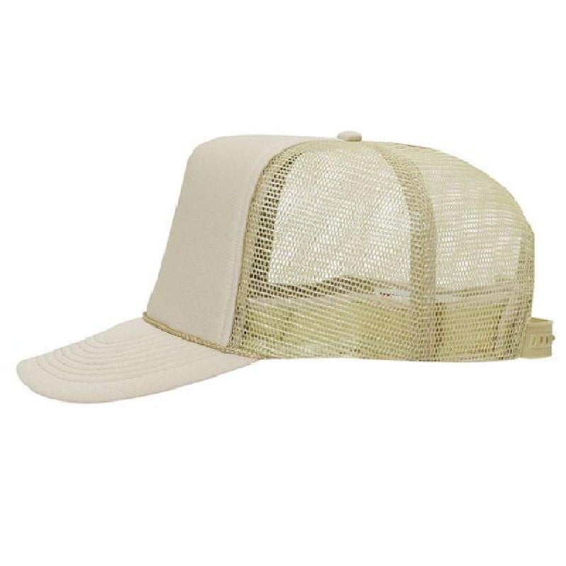 OTTO Polyester Foam Front 5 Panel High Crown Mesh Back Trucker Hat - Tan - Image 4